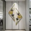 900mmH 2 Pieces Metal Triangular Wall Decor Hollow-out Ginkgo Leaves Floral Art
