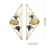 900mmH 2 Pieces Metal Triangular Wall Decor Hollow-out Ginkgo Leaves Floral Art
