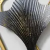 900mmH 2 Pieces Metal Triangular Wall Decor Hollow-out Ginkgo Leaves Floral Art