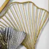 900mmH 2 Pieces Metal Triangular Wall Decor Hollow-out Ginkgo Leaves Floral Art