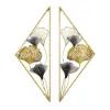900mmH 2 Pieces Metal Triangular Wall Decor Hollow-out Ginkgo Leaves Floral Art