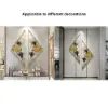 900mmH 2 Pieces Metal Triangular Wall Decor Hollow-out Ginkgo Leaves Floral Art