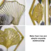 900mmH 2 Pieces Metal Triangular Wall Decor Hollow-out Ginkgo Leaves Floral Art