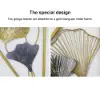 900mmH 2 Pieces Metal Triangular Wall Decor Hollow-out Ginkgo Leaves Floral Art