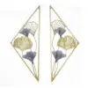 900mmH 2 Pieces Metal Triangular Wall Decor Hollow-out Ginkgo Leaves Floral Art