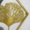 900mmH 2 Pieces Metal Triangular Wall Decor Hollow-out Ginkgo Leaves Floral Art