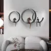 Modern 3D Artistic Figure Metal and Resin Wall Decor in Black