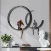 500mm Modern 3D Wall Decor Artistic Figure Metal & Resin Wall Art in Black