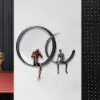 500mm Modern 3D Wall Decor Artistic Figure Metal & Resin Wall Art in Black