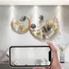 Picture of Modern 3D Hollow-out Ginkgo Leaves Wall Decor Home Metal Round Wall Art in Gold & Gray