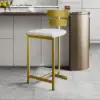 Modern Bar Stool Upholstered PU Leather Metal with Back Counter Stool