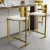 Modern Bar Stool Upholstered PU Leather Metal with Back Counter Stool