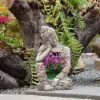 Outdoor Garden Sleeping Buddha Statue Sculpture Magnesium Oxide Flower Pot Planter Decor