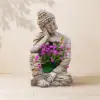 Outdoor Garden Sleeping Buddha Statue Sculpture Magnesium Oxide Flower Pot Planter Decor