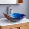 Tempered Glass Multicolour Teardrop-Shaped Bathroom Countertop Basin Wash Basin