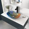 Tempered Glass Multicolour Teardrop-Shaped Bathroom Countertop Basin Wash Basin