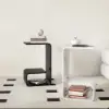 Modern White Acrylic End Table with Storage C-Shaped Side Table