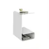 Modern White Acrylic End Table with Storage C-Shaped Side Table