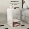 Modern White Acrylic End Table with Storage C-Shaped Side Table