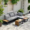 Slatera Outdoor Acacia & Aluminium Modular Sofa Set in Dark Grey