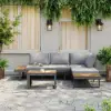 Slatera Outdoor Acacia & Aluminium Modular Sofa Set in Dark Grey