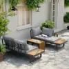 Slatera Outdoor Acacia & Aluminium Modular Sofa Set in Dark Grey