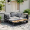 Slatera Outdoor Acacia & Aluminium Modular Sofa Set in Dark Grey