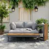 Slatera Outdoor Acacia & Aluminium Modular Sofa Set in Dark Grey