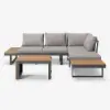 Slatera Outdoor Acacia & Aluminium Modular Sofa Set in Dark Grey
