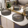Picture of 390mm Countertop Transparent Diamond Shaped Crystal Glass Bathroom Wash Basin in Black
