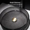Picture of 390mm Countertop Transparent Diamond Shaped Crystal Glass Bathroom Wash Basin in Black