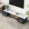 Modern 2007 mm TV Stand with Sintered Stone Top, Glass Doors & 4 Drawers