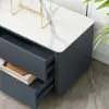 Modern 2007 mm TV Stand with Sintered Stone Top, Glass Doors & 4 Drawers