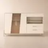 Dolawn 140 cm Light Khaki Wood Sideboard with Tray Wine Rack