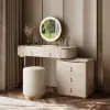 Pewter Extendable Sintered Stone Top Makeup Vanity with 5 Drawers