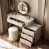Pewter Extendable Sintered Stone Top Makeup Vanity with 5 Drawers