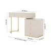 Pewter Extendable Sintered Stone Top Makeup Vanity with 5 Drawers