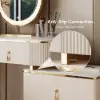 Pewter Extendable Sintered Stone Top Makeup Vanity with 5 Drawers