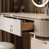 Pewter Extendable Sintered Stone Top Makeup Vanity with 5 Drawers