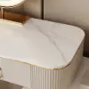 Pewter Extendable Sintered Stone Top Makeup Vanity with 5 Drawers