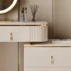 Pewter Extendable Sintered Stone Top Makeup Vanity with 5 Drawers