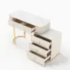 Pewter Extendable Sintered Stone Top Makeup Vanity with 5 Drawers