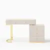 Pewter Extendable Sintered Stone Top Makeup Vanity with 5 Drawers