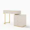 Pewter Extendable Sintered Stone Top Makeup Vanity with 5 Drawers