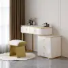 Pewter Extendable Sintered Stone Top Dressing Table with 5 Drawers