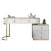 Pewter Extendable Sintered Stone Top Dressing Table with 5 Drawers