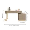 Pewter Extendable Sintered Stone Top Dressing Table with 5 Drawers