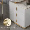 Pewter Extendable Sintered Stone Top Dressing Table with 5 Drawers