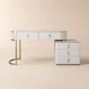 Pewter Extendable Sintered Stone Top Dressing Table with 5 Drawers