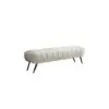 Enoak Modern White Bedroom Bench Velvet Upholstery Wooden Legs